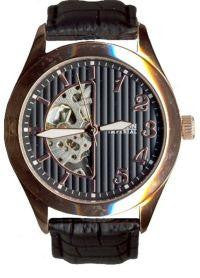 Croton Mens Stainless Steel Rosetone Skeleton Automatic Watch