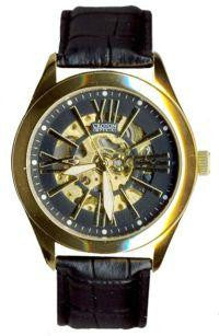 Croton Mens Stainless Steel Goldtone Goldtone Skeleton Automatic Watch