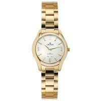 Croton Womens Stainless Steel Goldtone Patterned Dial Watch