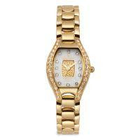 Croton Womens Stainless Steel Goldtone Crystal Bezel Watch