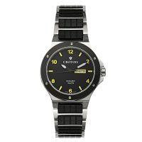 Croton Mens Ceramic &amp; Stainless Steel Black Day &amp; Date Watch