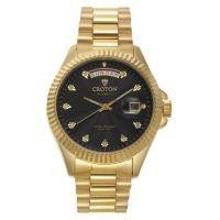 Croton Mens Stainless Steel Goldtone Diamond Marker Watch