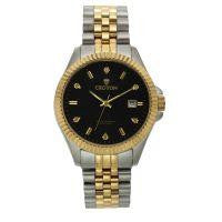 Croton Mens Stainless Steel Two Tone Diamond Marker Watch