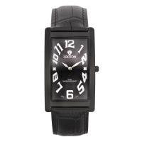 Croton Mens Stainless Steel Black Rectangular Watch