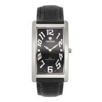 Croton Mens Stainless Steel Silvertone Rectangular Watch