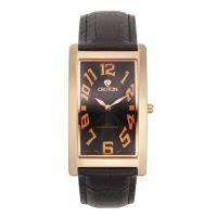 Croton Mens Stainless Steel Rosetone Rectangular Watch