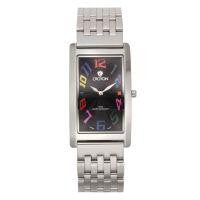 Croton Mens Stainless Steel Silvertone Rectangular Watch