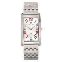 Croton Mens Stainless Steel Silvertone Rectangular Watch