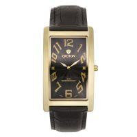 Croton Mens Stainless Steel Goldtone Rectangular Watch