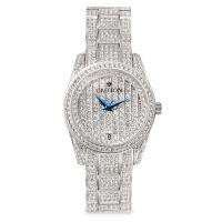 Croton Mens Stainless Steel Silvertone Austrian Crystal Watch