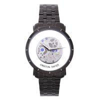 Croton Mens Stainless Steel Black See Thru Dial Watch