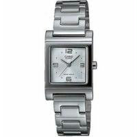 Casio Womens  Silver-tone Shell White Dial Watch