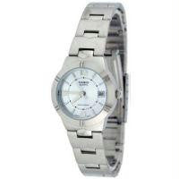 Casio Womens  Silver-tone Shell Blue Dial Watch