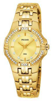 Pulsar Womens Goldtone Crystal Accent Watch