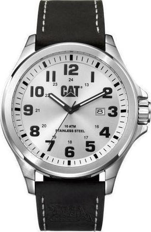 Cat Operator Date Men's Analog Watch Silver And Black Nylon Strap