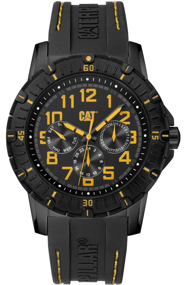 Caterpillar Pv1 Multifunction Black Rubber Strap Watch