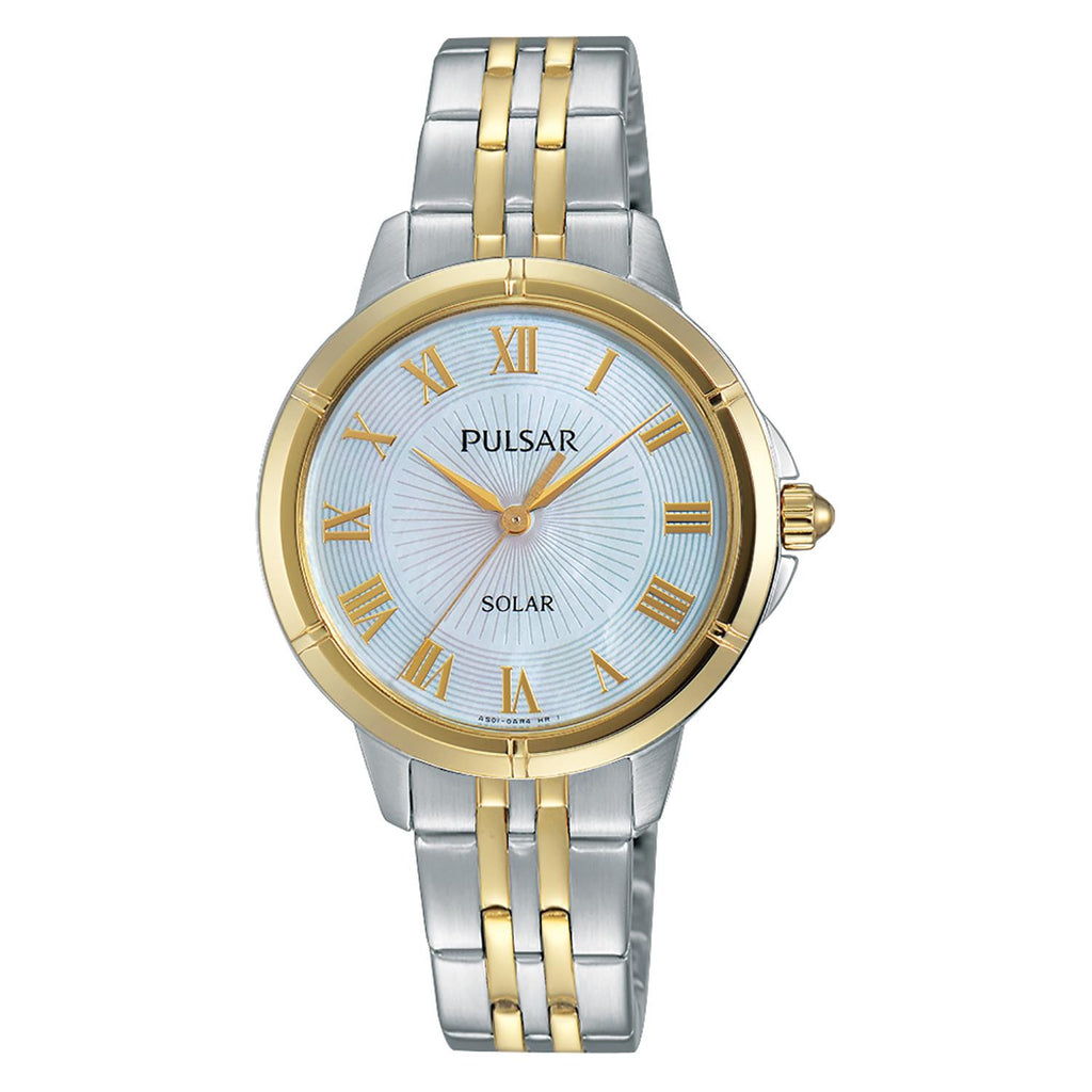 Womens Dress Solar Two Tone With Mother Of Pearl Dial