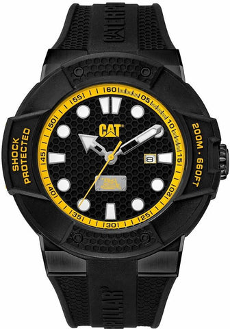 Men's Cat Caterpillar Shockmaster Black And Yellowlow Diver's Watch