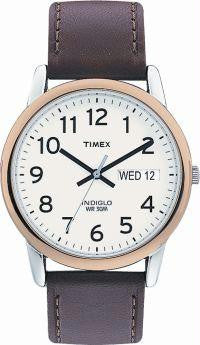 Timex Mens Easy Reader Brown Leather Strap Watch