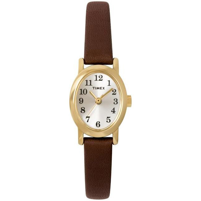 Timex Women's Cavatina Brass Watch With Brown Leather Strap