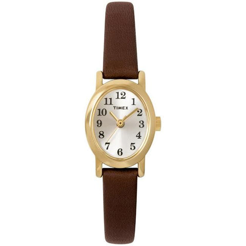 Timex Women's Cavatina Brass Watch With Brown Leather Strap