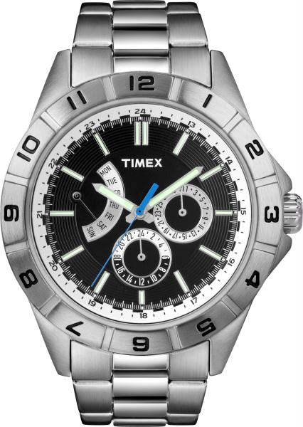 Timex Womens Silvertone Black Strap Watch