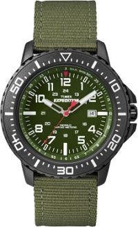 Timex Mens Black Green Analog Camper Sport Watch