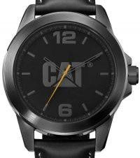 Mens Cat Black Leather Strap Icon Watch